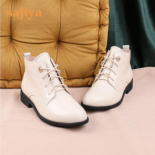 【春节不打烊】Safiya/索菲娅马丁靴2022年冬季新款英伦风百搭黑色系带低跟短靴 SF24116171 商品图4