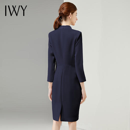 IWY/藏青色高端职业装女装连衣裙气质售楼部工作服女前台工装制服Q12301 商品图3