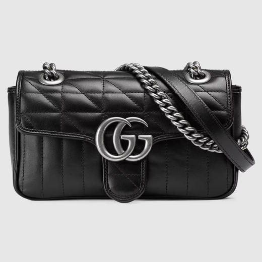 【二】GUCCI 古驰 女士 GG Marmont系列 绗缝皮革迷你单肩包 黑色 446744 UM8AN 1000 商品图0