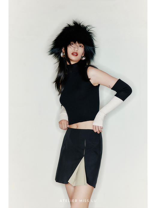 【玩趣积木】袖身衣摆可拆卸多种穿法高领羊绒上衣/220039 商品图1