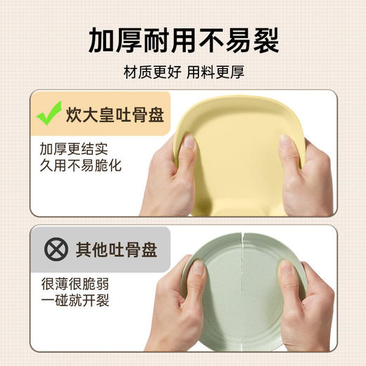 炊大皇吐骨碟家用吐骨盘套装加厚餐桌垃圾盘小吃盘塑料碟子零食盘九件套 商品图1