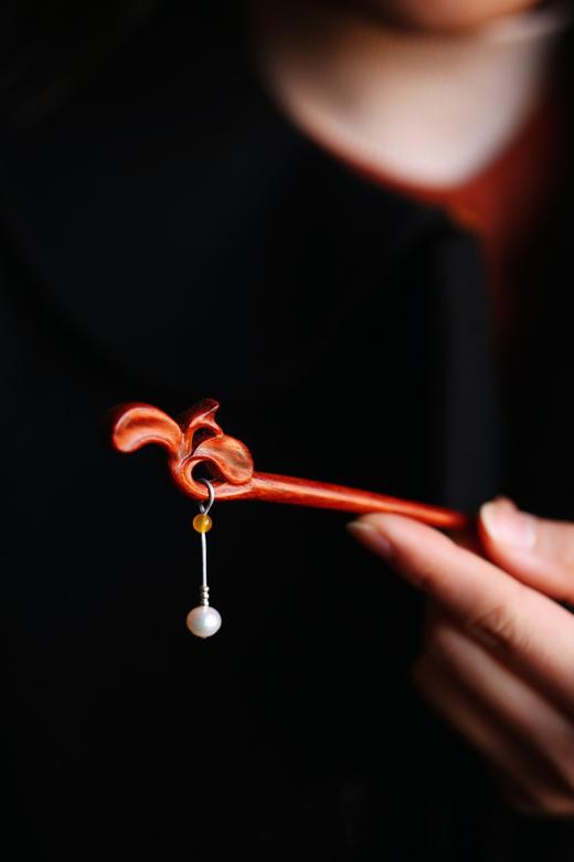 【青山特惠】小叶紫檀 玉兰 发簪 s65 商品图4