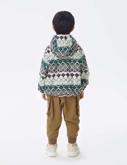 江南布衣童  22年秋款宽松连帽印花夹克  1M8612000 商品图6