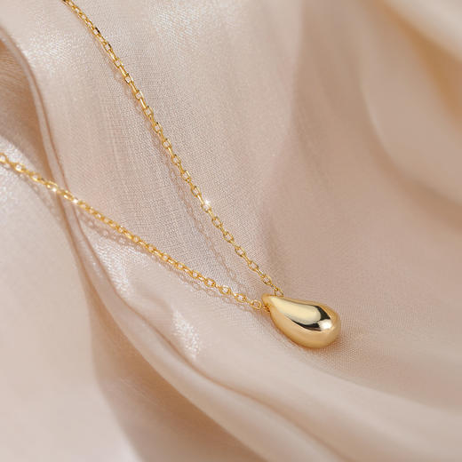 【韩式轻奢金属风项链】纯银水滴项链女，小众设计感冷淡风项链，女锁骨链女，简约气质饰品-QQ 商品图2