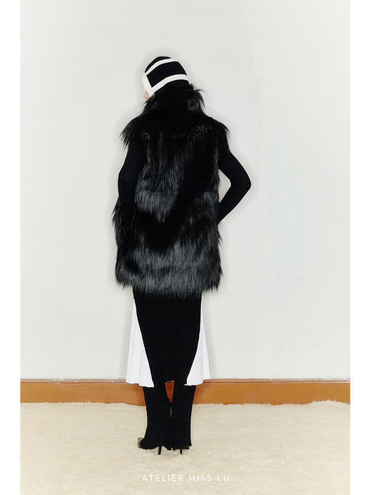 【夜皇后】重工设计长毛环保皮草中长款马甲/220045 商品图3