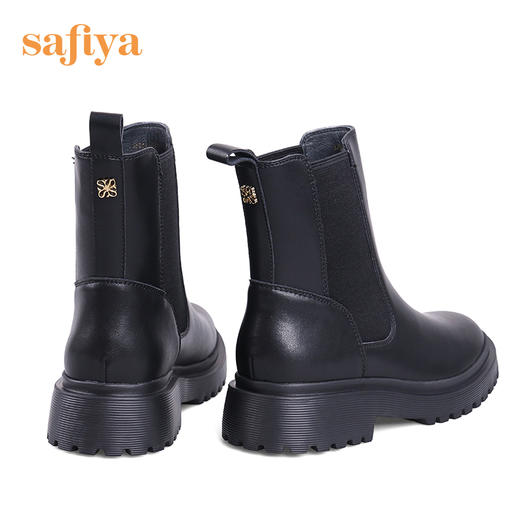 【春节不打烊】Safiya/索菲娅烟筒靴女2022年冬季新款厚底复古圆头英伦切尔西靴 SF24116021 商品图3