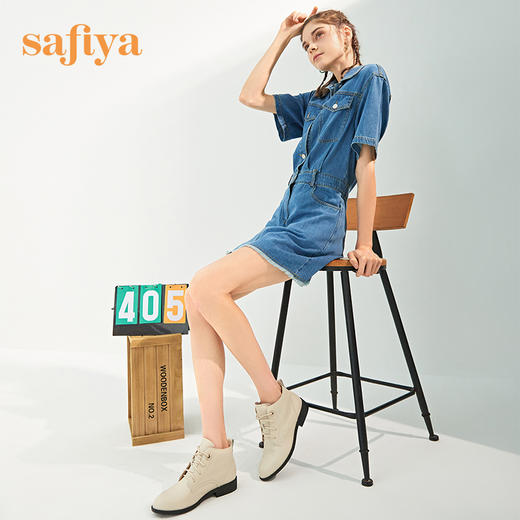【春节不打烊】Safiya/索菲娅马丁靴2022年冬季新款英伦风百搭黑色系带低跟短靴 SF24116171 商品图5