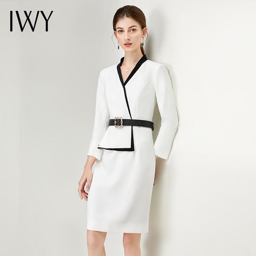 IWY/高端职业装连衣裙白色气质女神范前台美容师售楼部工作服套装Q12301 商品图1