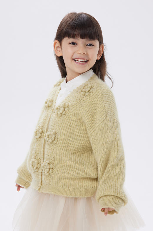 江南布衣童  22年秋款  绵羊毛宽松短款开襟毛衫 1M8311720 商品图0