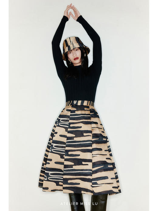 【云上河流】玳瑁纹复古高腰伞裙/2200017 商品图2