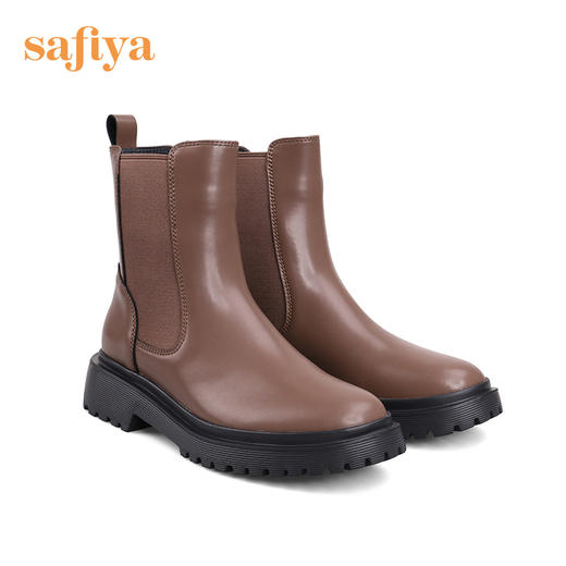 【春节不打烊】Safiya/索菲娅烟筒靴女2022年冬季新款厚底复古圆头英伦切尔西靴 SF24116021 商品图7
