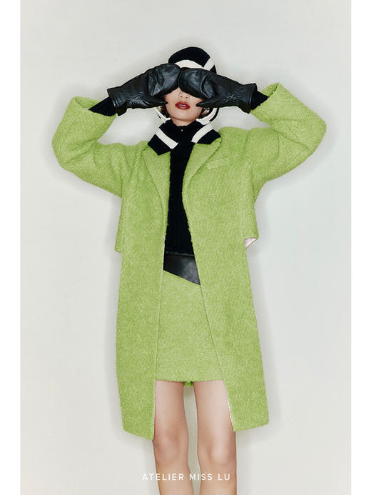 【魔方】天然绵羊毛圈圈绒前长后短造型大衣外套/220030 商品图2