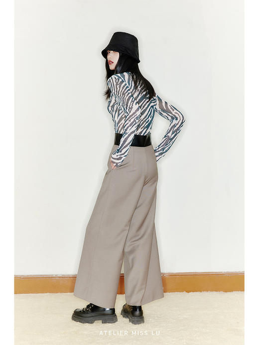 【游离】品牌定制峡谷斑马印花弹力网纱微透上衣/220031 商品图0