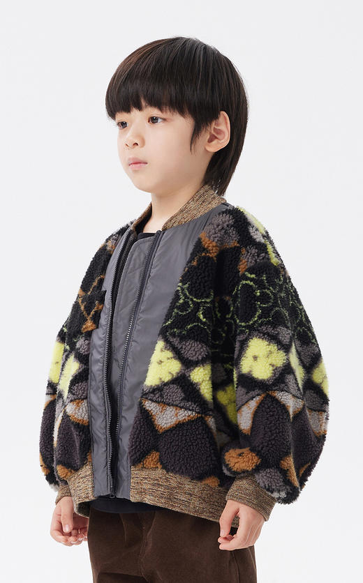 江南布衣童  22年秋款  休闲印花外套仿皮草  1M8A12010 商品图4