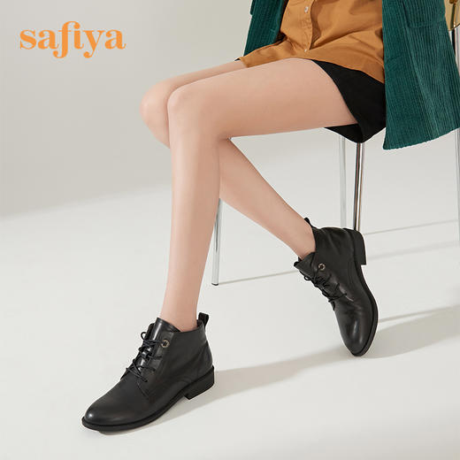 【春节不打烊】Safiya/索菲娅马丁靴2022年冬季新款英伦风百搭黑色系带低跟短靴 SF24116171 商品图10