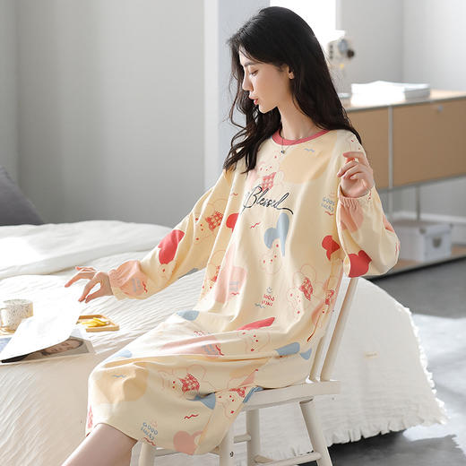 苏吉思秋季纯棉长袖睡裙 商品图12