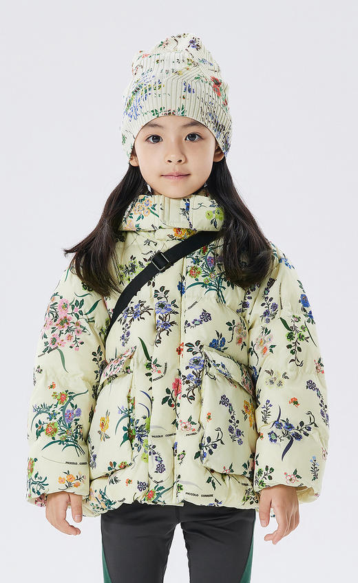 江南布衣童  22年秋款多彩印花宽松中长款羽绒服  1M8C12160 商品图0