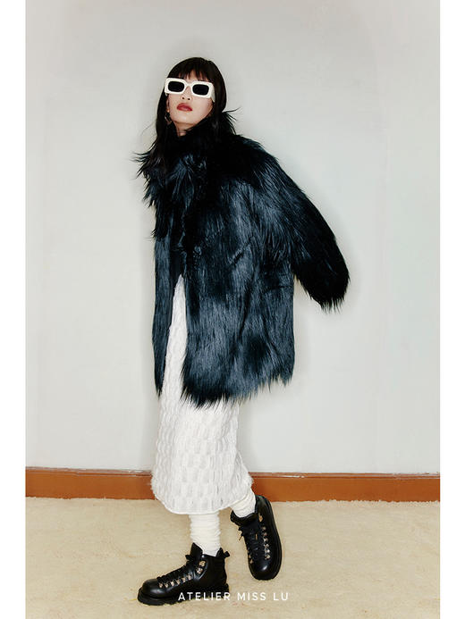 【吉光片羽】重工长毛环保皮草中长款大衣外套/220027 商品图2