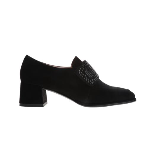 sheme真皮女鞋商务经典烫钻魔术贴深口鞋方头粗跟可定制 商品图0