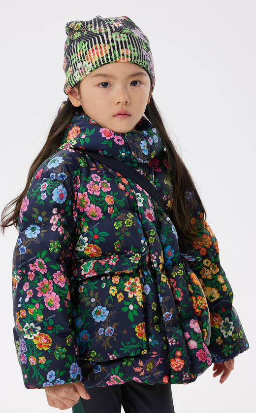 江南布衣童  22年秋款多彩印花宽松中长款羽绒服  1M8C12160 商品图6