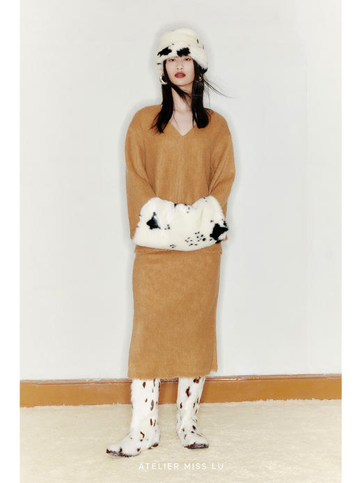 【TeddyLove】天然绵羊毛混织马海毛低腰直身半裙/2200016 商品图2