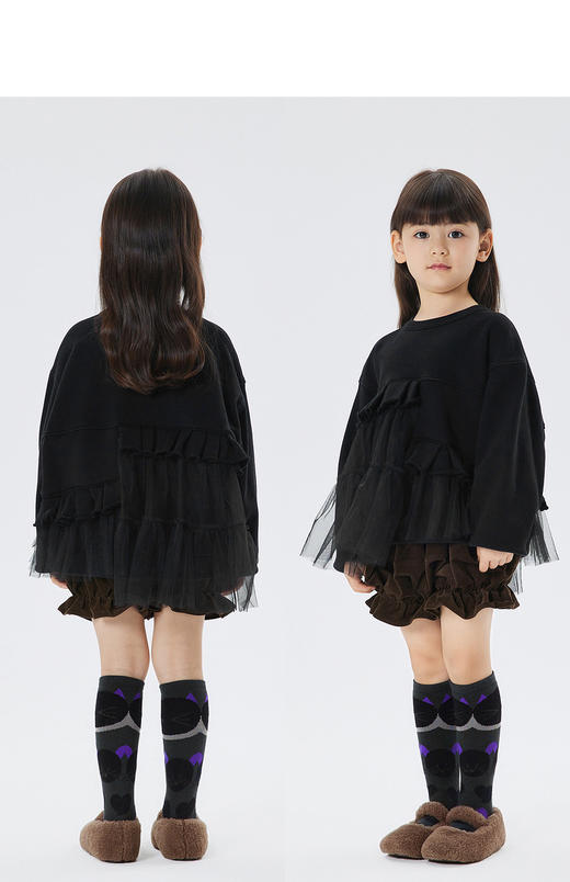 江南布衣童  22年秋款  棉质薄纱无帽套头卫衣  1M8411860 商品图2