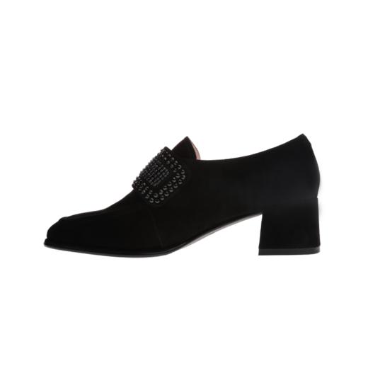 sheme真皮女鞋商务经典烫钻魔术贴深口鞋方头粗跟可定制 商品图1