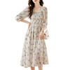 甜美法式雪纺碎花连衣裙长款2022秋新款设计感小众方领裙子 DL1922 商品缩略图4