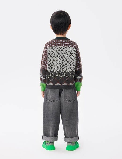 江南布衣童  22年秋款  棉质趣味印花开襟毛衫  1M8311760 商品图5