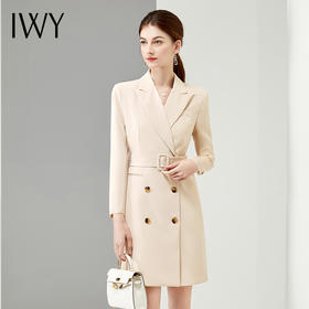 IWY/杏色连衣裙御姐范职业西装裙套装女新款店长工作服时尚设计感Q902