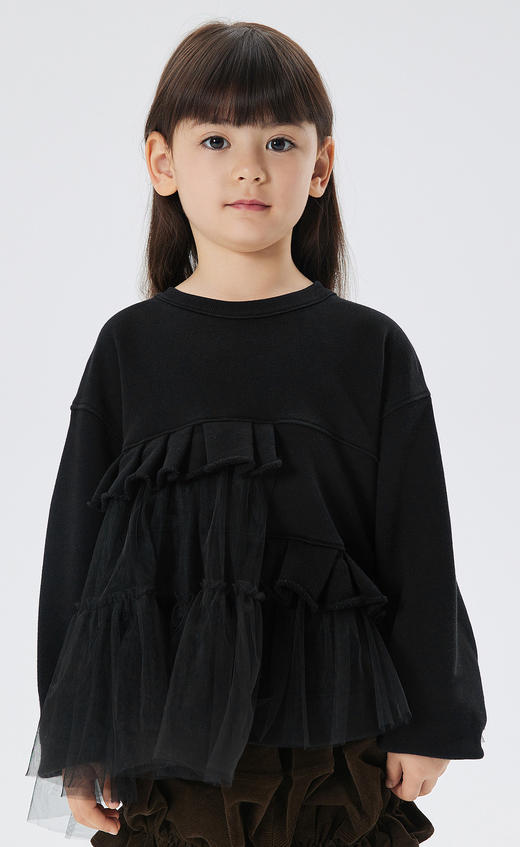 江南布衣童  22年秋款  棉质薄纱无帽套头卫衣  1M8411860 商品图0