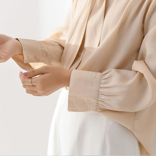 【鹿与安迪】春秋天丝飘带衬衣 5798 商品图5