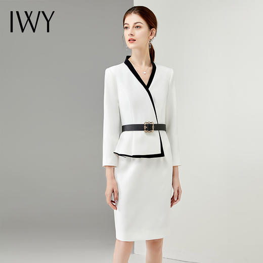 IWY/高端职业装连衣裙白色气质女神范前台美容师售楼部工作服套装Q12301 商品图2