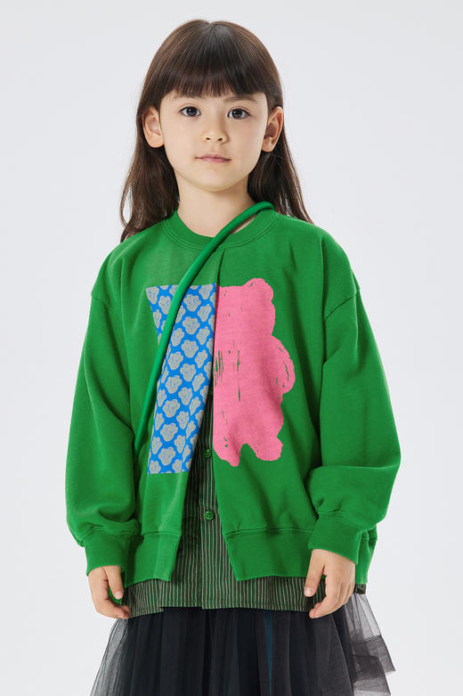 江南布衣童 22年秋款  拼接开衫印花无帽套头卫衣  1M8411860 商品图0