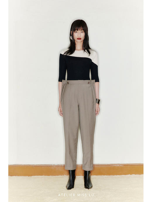 【云朵拥抱】袖扣可拆卸两穿设计拼色羊绒上衣/220040 商品图1