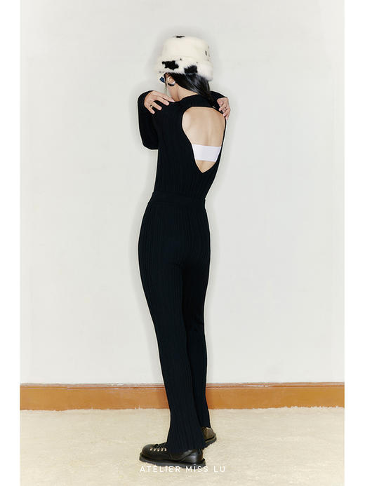 【卡尔波】露背设计高领精纺羊毛上衣/220041 商品图1