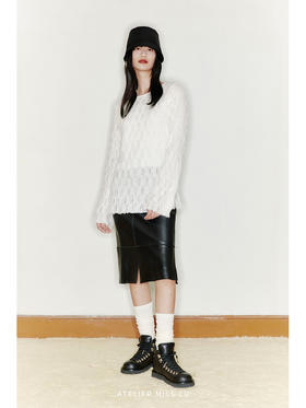 【云朵华夫】凹凸肌理长毛质感微透上衣/220034