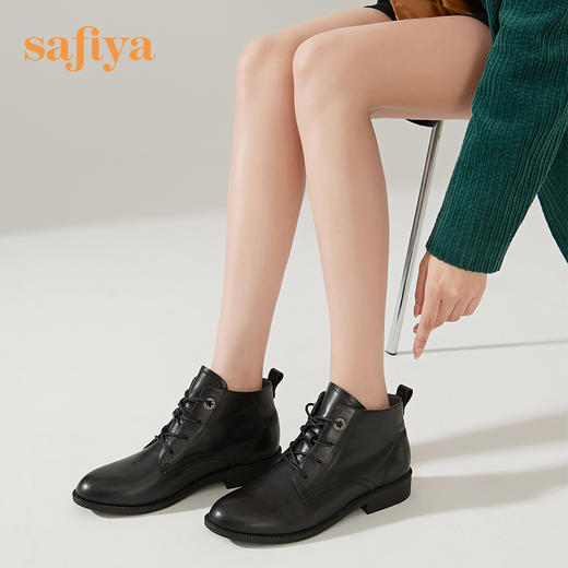 【春节不打烊】Safiya/索菲娅马丁靴2022年冬季新款英伦风百搭黑色系带低跟短靴 SF24116171 商品图9