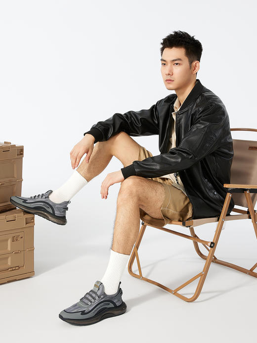 骆驼男鞋2025夏季新款老爹鞋透气飞织网面鞋跑步鞋黑色男士运动鞋 GMS2210054 商品图2