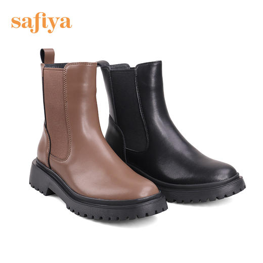 【春节不打烊】Safiya/索菲娅烟筒靴女2022年冬季新款厚底复古圆头英伦切尔西靴 SF24116021 商品图2