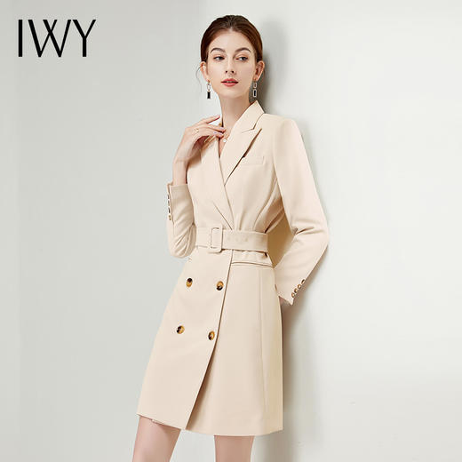 IWY/杏色连衣裙御姐范职业西装裙套装女新款店长工作服时尚设计感Q902 商品图4