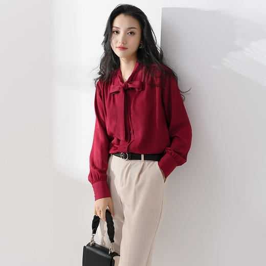 【鹿与安迪】春秋天丝飘带衬衣 5798 商品图7