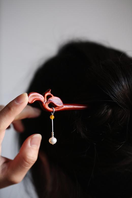 【青山特惠】小叶紫檀 玉兰 发簪 s65 商品图6