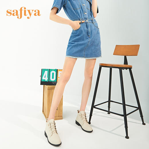【春节不打烊】Safiya/索菲娅马丁靴2022年冬季新款英伦风百搭黑色系带低跟短靴 SF24116171 商品图6