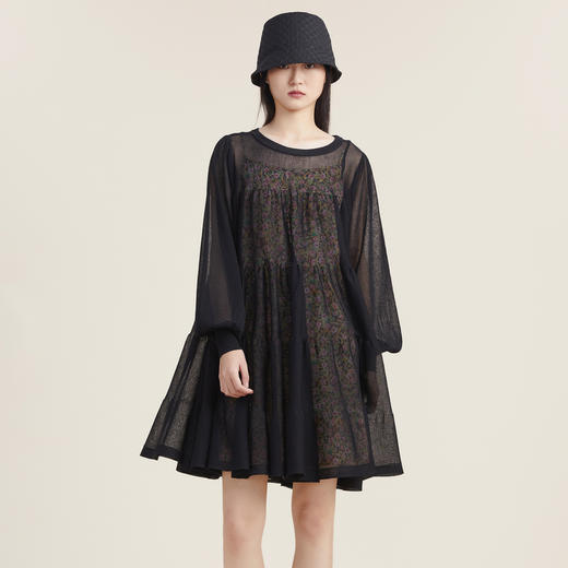 【高端系列】谜底2022秋复古两件式圆领套头针织连衣裙223GZ1308 商品图0