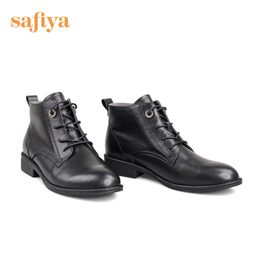 【春节不打烊】Safiya/索菲娅马丁靴2022年冬季新款英伦风百搭黑色系带低跟短靴 SF24116171 商品图7