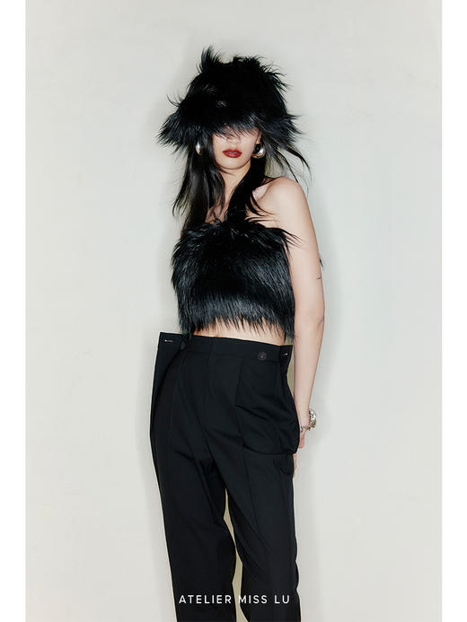 【美杜莎】重工设计长毛环保皮草抹胸上衣/220044 商品图2