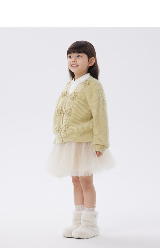 江南布衣童  22年秋款  绵羊毛宽松短款开襟毛衫 1M8311720 商品图4