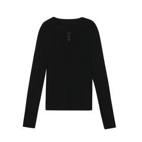 谜底套头针织衫女2022秋简洁爱心钉珠一字领针织打底衫223MZ1320