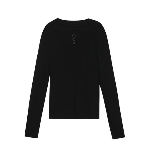 谜底套头针织衫女2022秋简洁爱心钉珠一字领针织打底衫223MZ1320 商品图0